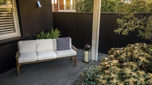 MINISCREEN fencing made from COLORBOND steel in colour Woodland Grey