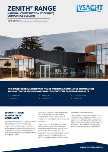 LYSAGHT NCCB02 - NCC Compliance Bulletin - ZENITH® Cladding range