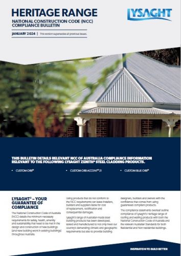 LYSAGHT NCCB03 - NCC Compliance Bulletin - Heritage Range